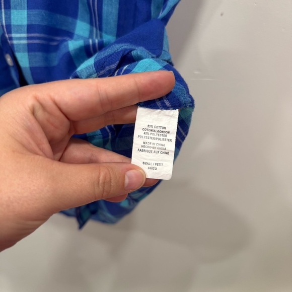 Rails Short Sleeve Button Down Shirt Blue Plaid Small Cotton - Picture 5 of 6